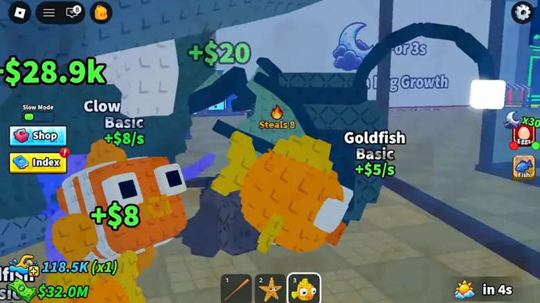 Fish of different shapes gathered in a Steal Fish Eggs tank.